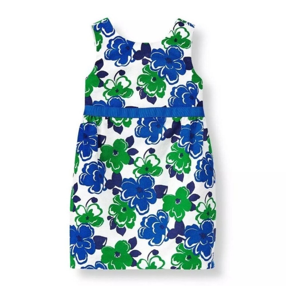 Janie and Jack Lakeshore Getaway Girls Blue/Green Shift Dress 10